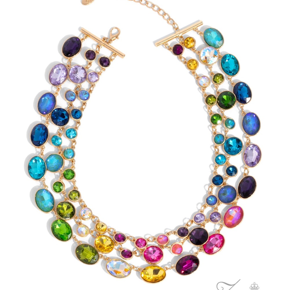 Elated Multicolor Gemstone Statement Necklace - image 1